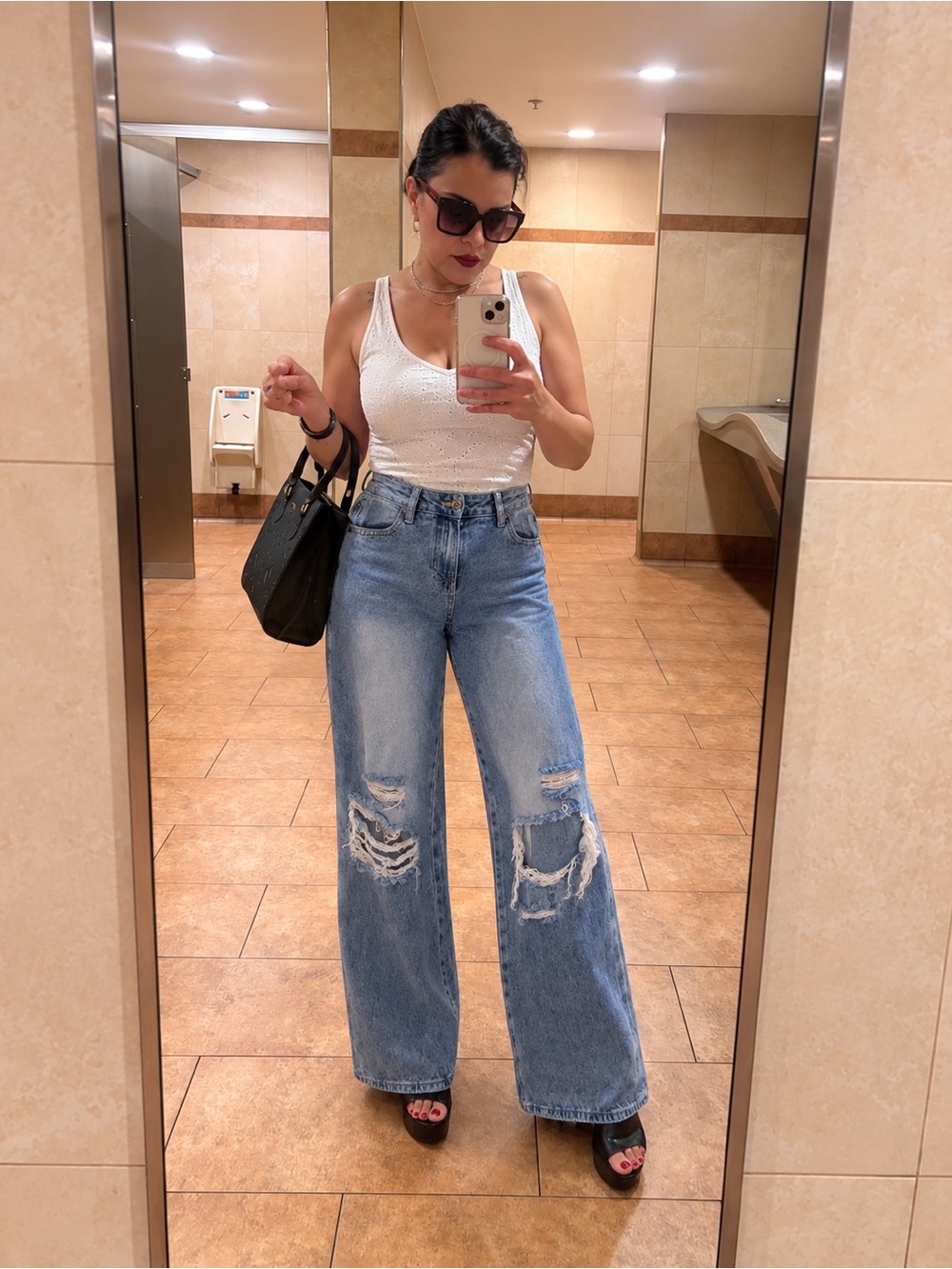 Pac-Sun LowRise Baggy Light Blue Distressed Wide-Leg Jeans